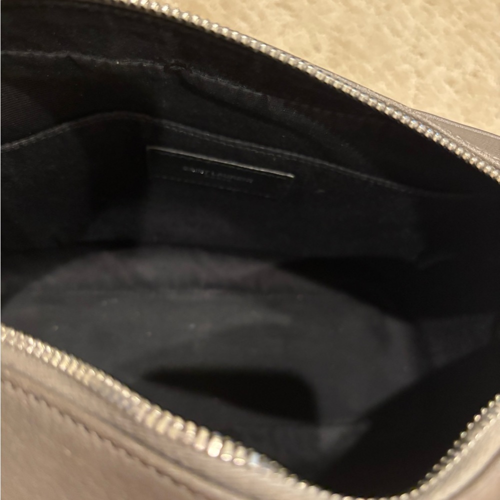 Yves Saint Laurent Monogram Lou Taupe Leather Crossbody Bag - Picture 12 of 16